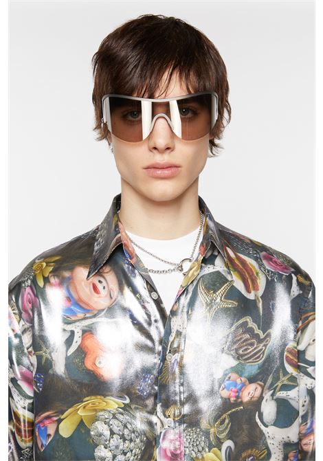 camicia con stampa laminata uomo multicolore in poliestere ACNE STUDIOS | BB0555BDZ